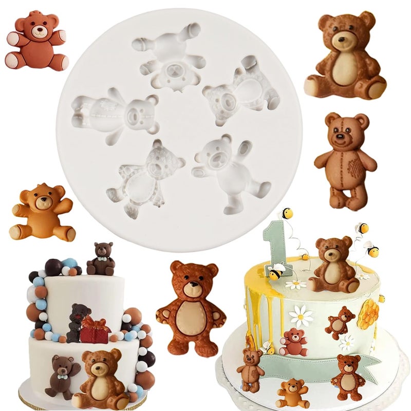 FCKEMLDS Bear Silicone Fondant Molds Bear Candy Chocolate Molds For Cake Decoration Cupcake Topper Chocolate Candy Polymer Clay Gum Paste