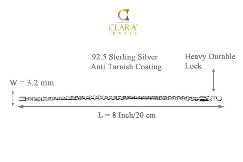 Clara Anti-Tarnish 92.5 Sterling Silver Bracelet 8 inch | Gift For Men & Boys - Image 2
