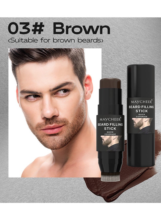 مايتشير قلم تعبئة اللحية، قلم تعبئة لحية 2 في 1 مع فرشاة، مقاوم للماء وطويل الأمد، متعدد الاستخدامات لتزيين شعر الشارب للرجال، يعزز لحية الوجه وتجميل الشارب، العناية باللحية والشارب للرجال - 03# بني - Image 2