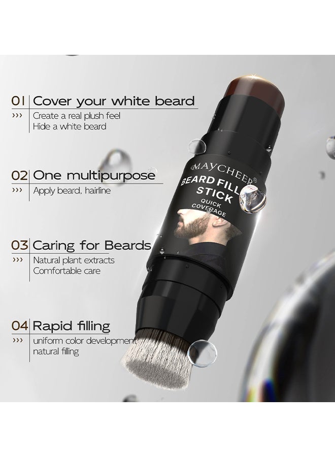 مايتشير قلم تعبئة اللحية، قلم تعبئة لحية 2 في 1 مع فرشاة، مقاوم للماء وطويل الأمد، متعدد الاستخدامات لتزيين شعر الشارب للرجال، يعزز لحية الوجه وتجميل الشارب، العناية باللحية والشارب للرجال - 03# بني - Image 3