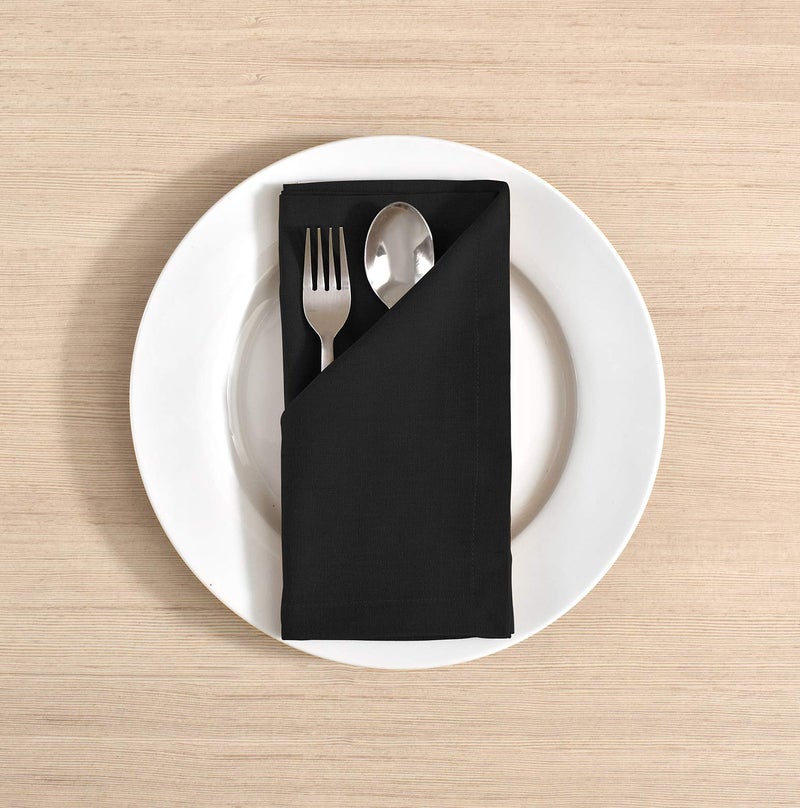 FINGERCRAFT Fingercraft Dinner Cloth Napkins  Cotton Linen Blend Fabric 12 Pack Easter Special Black Premium Quality  Mitered Corners for Every Day Use Napkins are Pre Shrunk and Good Absorbency Black  - Image 2