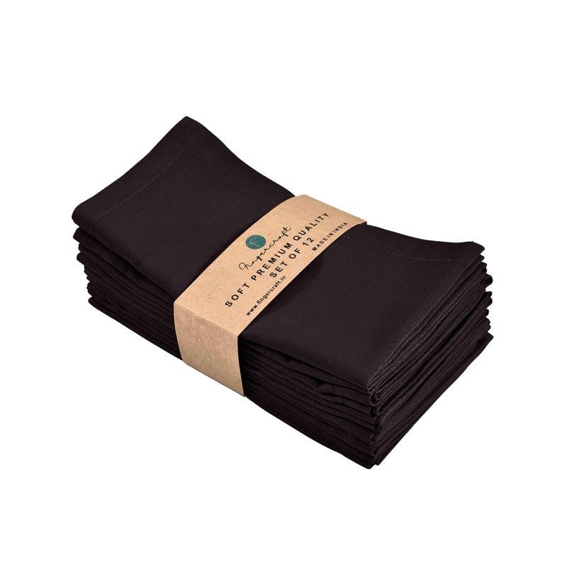 FINGERCRAFT Fingercraft Dinner Cloth Napkins  Cotton Linen Blend Fabric 12 Pack Easter Special Black Premium Quality  Mitered Corners for Every Day Use Napkins are Pre Shrunk and Good Absorbency Black  - Image 1