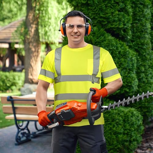 AYKRM hi viz Shirts for Men Hi Vis T Shirt ANSI Class 3 Lime Yellow High Visibility Reflective Safety Work Shirts (Yellow, XL) - Image 5