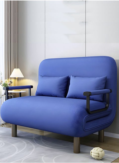 Modern 2-Seater Convertible Sofa Bed – Space-Saving, Soft Cushions, Durable Frame, for Living Room or Guest Use – Blue