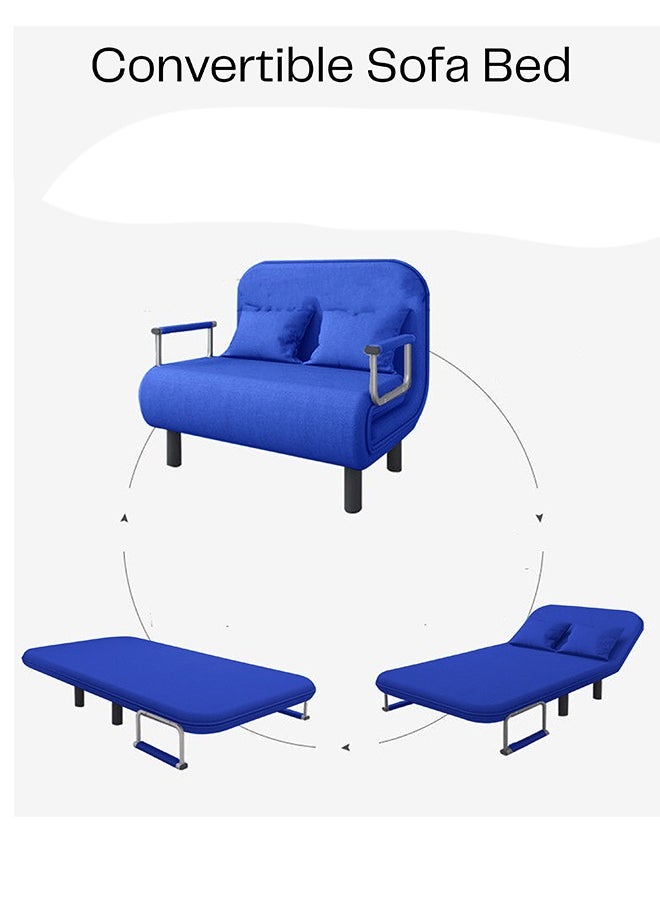 HOCC - 2- Seater Convertible Sofa Bed Blue - Image 1