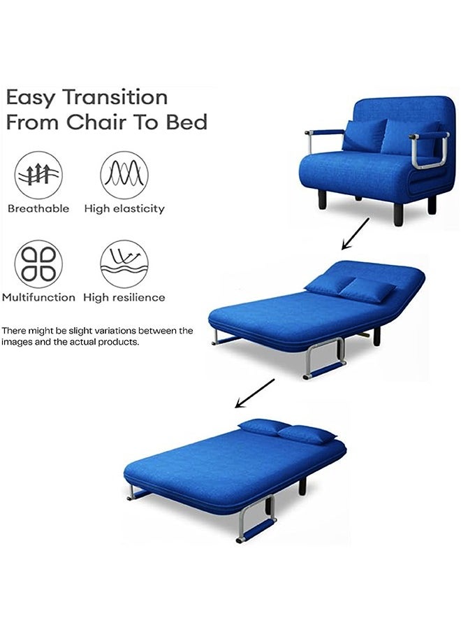 HOCC - 2- Seater Convertible Sofa Bed Blue - Image 1