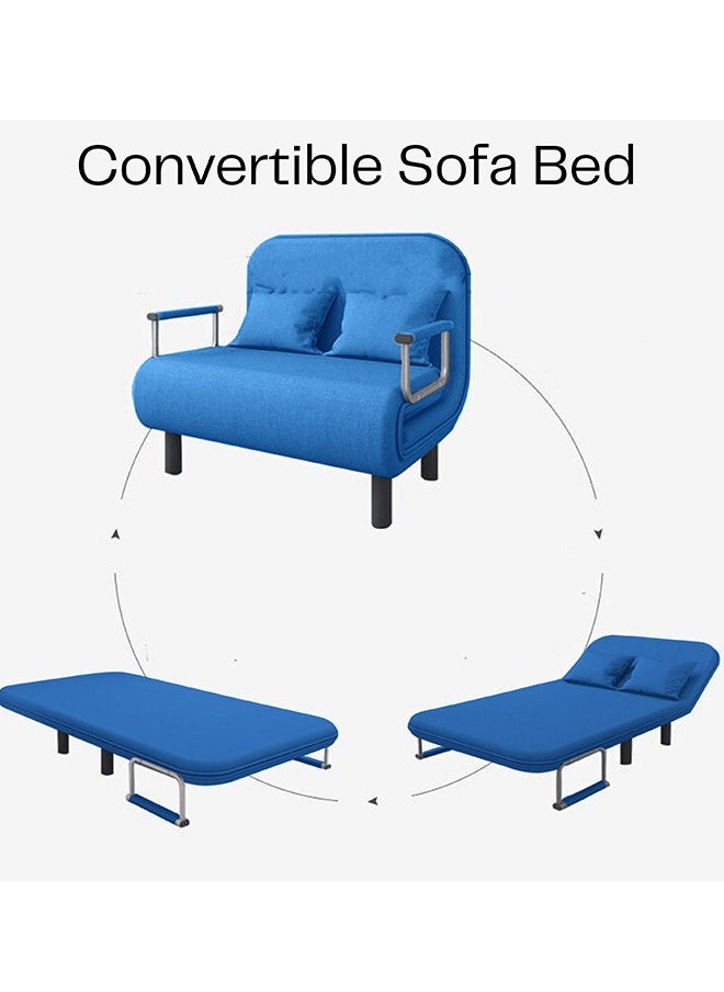 HOCC - 2- Seater Convertible Sofa Bed Blue - Image 1