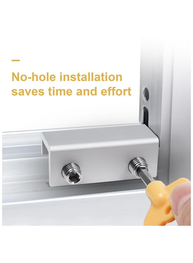 4 Sets Sliding Window Locks with Key, Window Locks, Aluminum Alloy Window Security Locks, Adjustable Security Window, Window Stoppers Aluminum (Silver) - Image 3