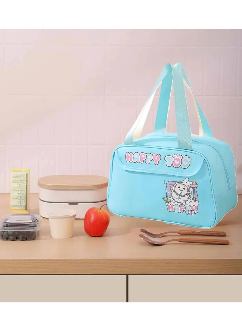 Mobcos Happy Too Design Large Capacity Insulated Lunch Bag Waterproof and Stainproof Meal Tote with Advanced Temperature Retention for Office and School Long Lasting Polyester for Fresh Food and Soup Sky Blue