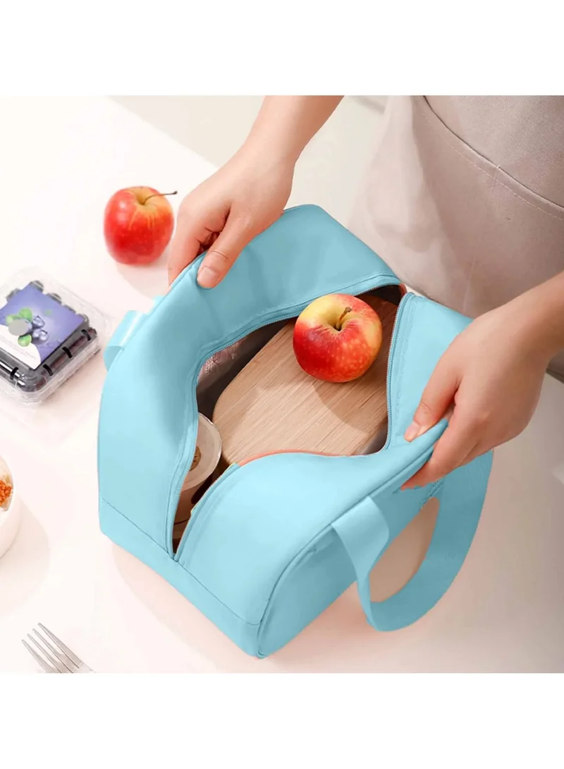Mobcos Happy Too Design Large Capacity Insulated Lunch Bag Waterproof and Stainproof Meal Tote with Advanced Temperature Retention for Office and School Long Lasting Polyester for Fresh Food and Soup Sky Blue