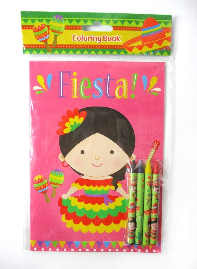 TINYMILLS Mexican Fiesta Coloring Book Set for Kids Party Favors with 12 Coloring Books and 48 Crayons Fiesta Party Favor Bag Filler Spanish Classroom Rewards Cinco de Mayo Party Favors - Image 5