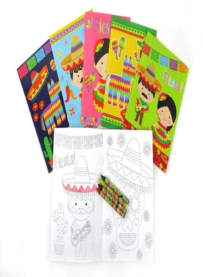TINYMILLS Mexican Fiesta Coloring Book Set for Kids Party Favors with 12 Coloring Books and 48 Crayons Fiesta Party Favor Bag Filler Spanish Classroom Rewards Cinco de Mayo Party Favors - Image 2