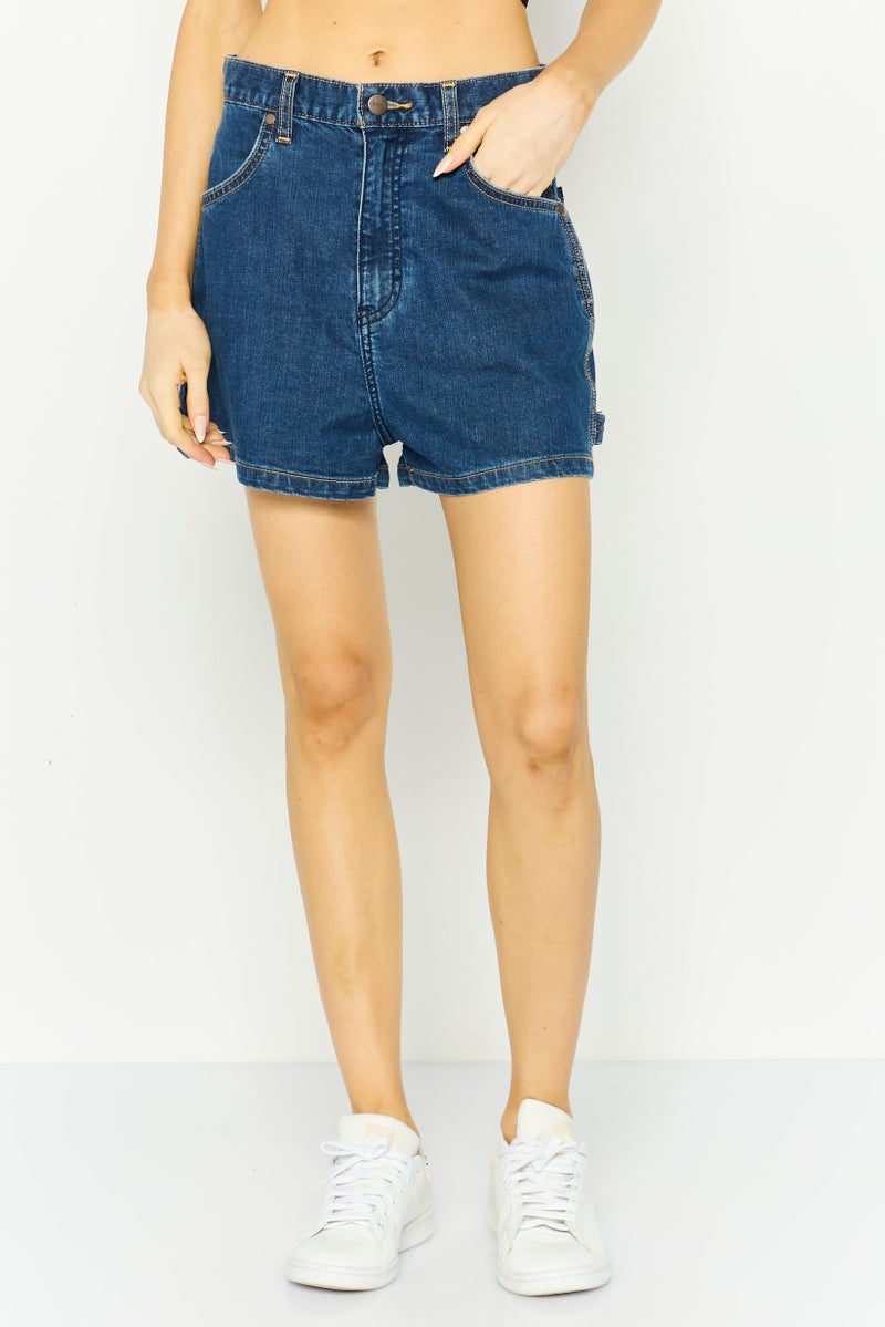 Wrangler Women Washed Denim Shorts, Blue - Image 1