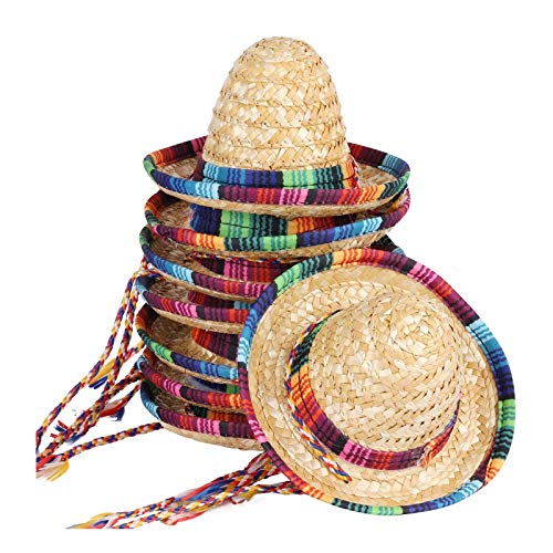 BTYMS 8 Pieces Mini Sombrero Party Hats Fiesta Party Decorations Party Supplies Sombrero Costume Hats for Table Dolls Dogs 59 Inch - Image 1