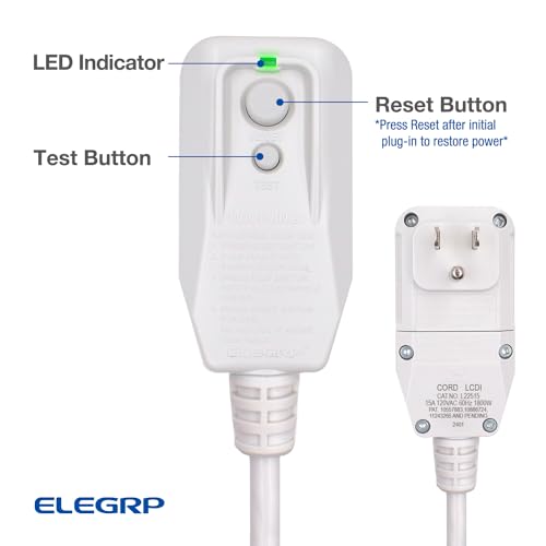 ELEGRP 0651515LY L15515 L22515 14AWG LCDI Power Cord Plug for A/C Air Conditioner, E250451 UL Certified, 7.5FT Leakage Current Detection Interrupter Replacement, 120V 15A 1800W 60Hz NEMA 5-15P, 1 Pack - Image 3