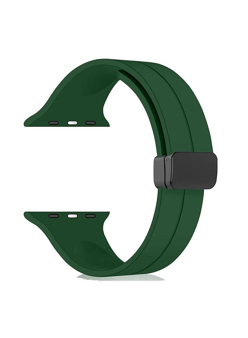 Watch For Apple Watch 49mm Ultra Series D-Shape Magnetic Clasp Silicone Replacement Sport Wristband Band-Black - Image 1