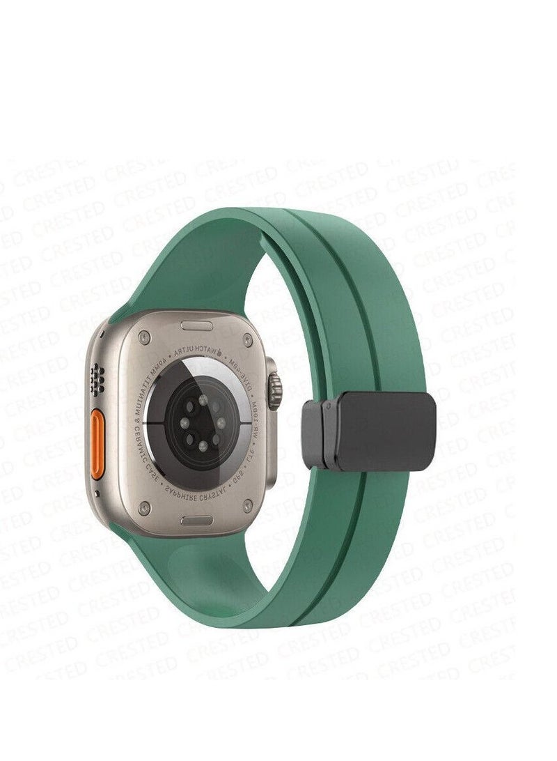Watch For Apple Watch 49mm Ultra Series D-Shape Magnetic Clasp Silicone Replacement Sport Wristband Band-Black - Image 3