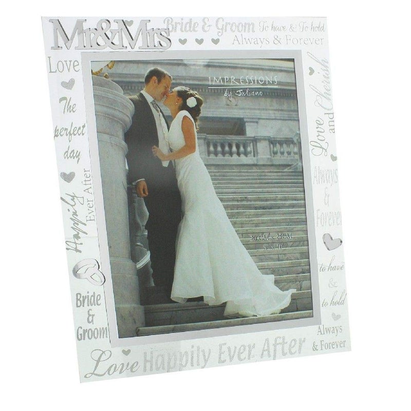 Juliana Wedding Day Mr  Mrs 8 X 10 Glass Mirror Photo Frame WG60880