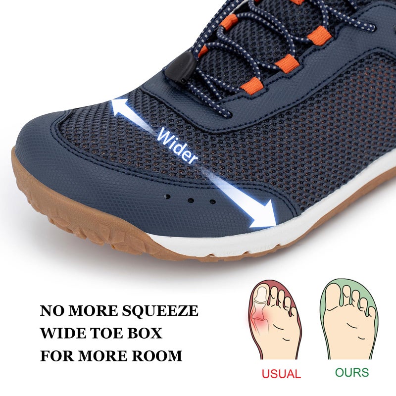 Pulltop Men's Barefoot Water Shoes | Quick-Dry | Lightweigh Wide Zero Drop Self-Draining Sole Amphibious Sneakers Navy-Gum Size 11 - Image 3