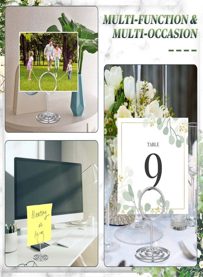 Sherr 60 Pcs Table Number Holder Mini Place Card Holder 2 Inch Table Number Stands Office Memo Holders Name Card Holder Clips Wire Photo Holder Sign for Wedding Menu Picture(Silver) - Image 4