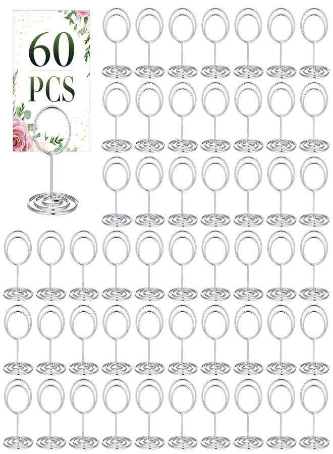 Sherr 60 Pcs Table Number Holder Mini Place Card Holder 2 Inch Table Number Stands Office Memo Holders Name Card Holder Clips Wire Photo Holder Sign for Wedding Menu Picture(Silver) - Image 1