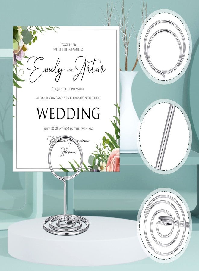 Sherr 60 Pcs Table Number Holder Mini Place Card Holder 2 Inch Table Number Stands Office Memo Holders Name Card Holder Clips Wire Photo Holder Sign for Wedding Menu Picture(Silver) - Image 3