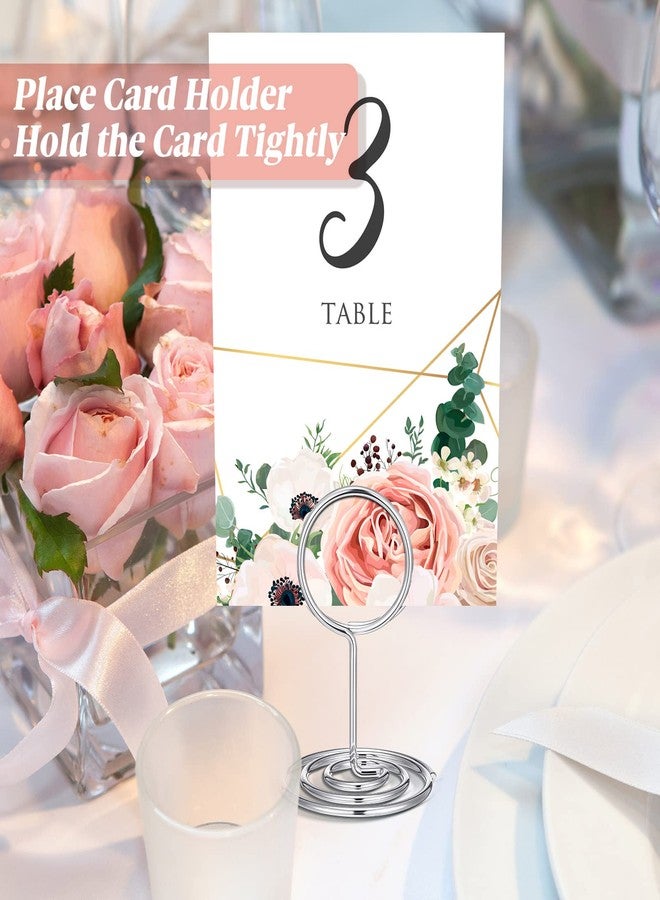 Sherr 60 Pcs Table Number Holder Mini Place Card Holder 2 Inch Table Number Stands Office Memo Holders Name Card Holder Clips Wire Photo Holder Sign for Wedding Menu Picture(Silver) - Image 5