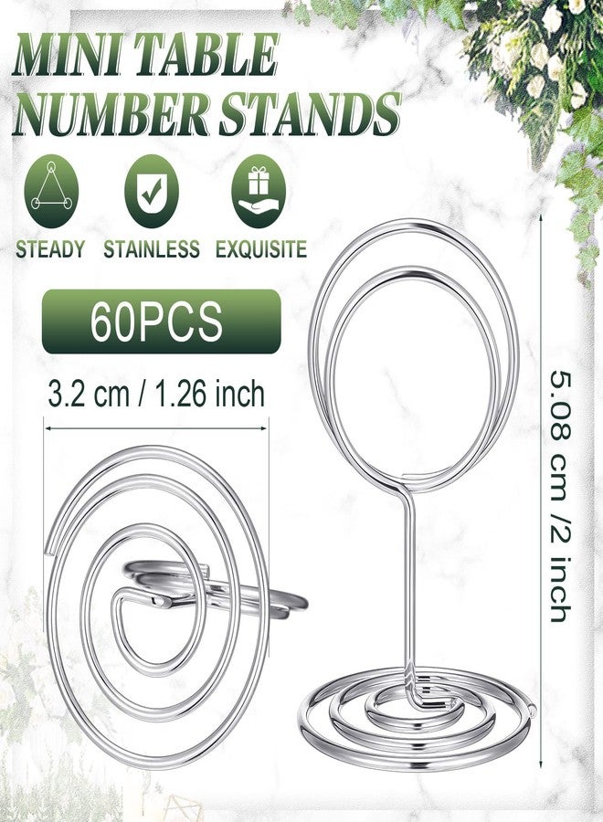 Sherr 60 Pcs Table Number Holder Mini Place Card Holder 2 Inch Table Number Stands Office Memo Holders Name Card Holder Clips Wire Photo Holder Sign for Wedding Menu Picture(Silver) - Image 2