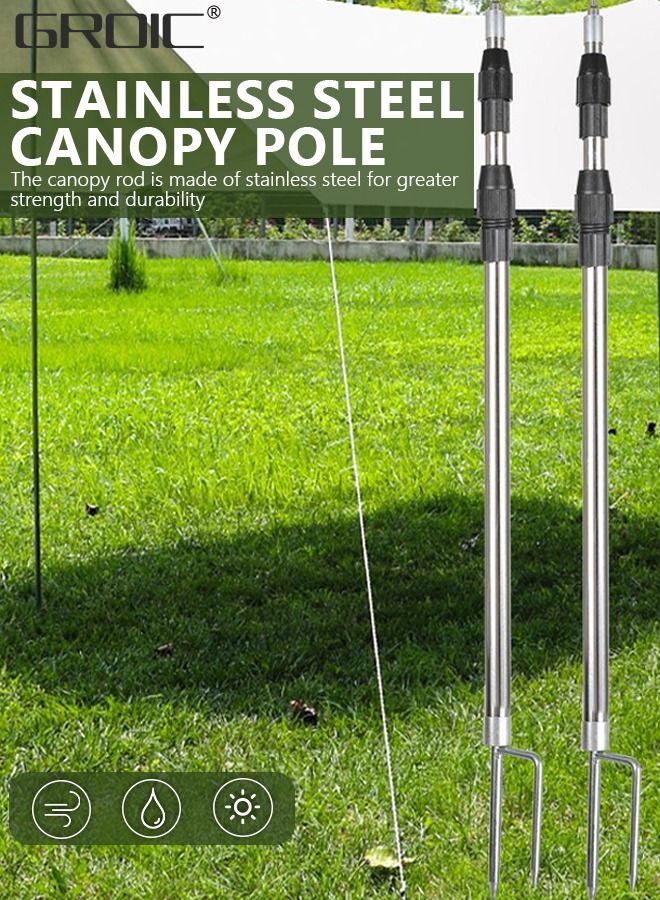 GROIC 2 Set 82.7 In Telescoping Tarp Poles Heavy Duty Adjustable Camping Tent Poles, Portable Replacement Canopy Rods for Rain Fly, Awning, Outdoor Camping, Hiking, Backpacking, Sunshade  - Image 2