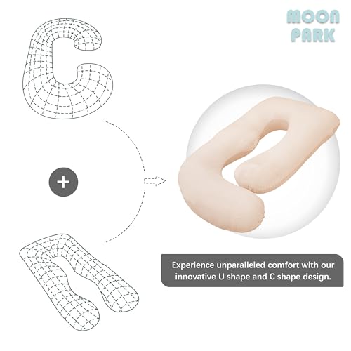 MOON PARK Pregnancy Pillows for Sleeping - U Shaped Full Body Maternity Pillow with Removable Cover - Support for Back, Legs, Belly, HIPS - 57 Inch Pregnancy Pillow for Women - Brown - Image 5