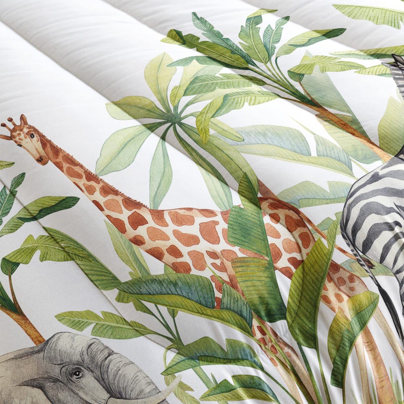 QOOMO Wild Animal Comforter Twin Size,Elephant Giraffe Zebra Kids Bedding Set,3Pcs Bedding Set Printed Comforter with 2 Pillowcases,Down Alternative,Soft and Lightweight,for All Seasons - Image 5
