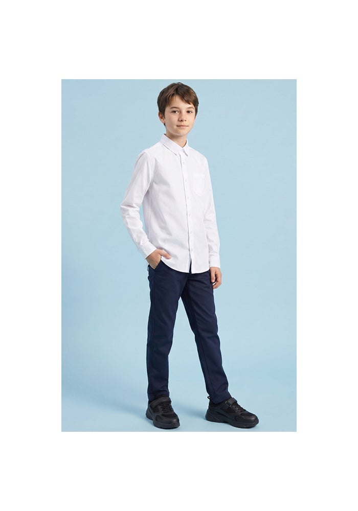 R&B Solid Shirt with Classic Collar and Long Sleeves - Image 2