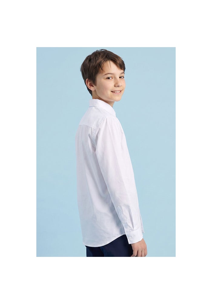 R&B Solid Shirt with Classic Collar and Long Sleeves - Image 3
