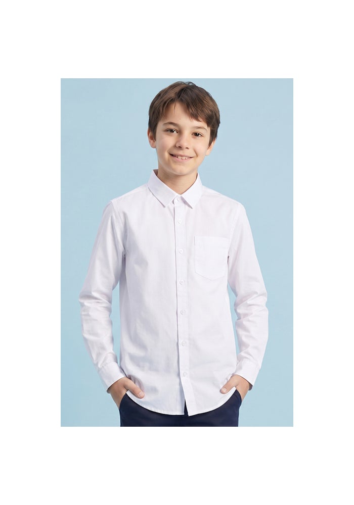 R&B Solid Shirt with Classic Collar and Long Sleeves - Image 1