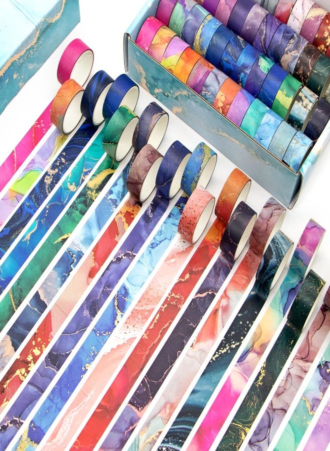 Mooker 48 Rolls Washi Tape Set - Decorative Masking Tape Colored Marbling Patterns, Adhesive Artists Tapes for Journaling Supplies, DIY Crafts, Scrapbooking, Junk Journal Supplies, School Supplies - Image 4