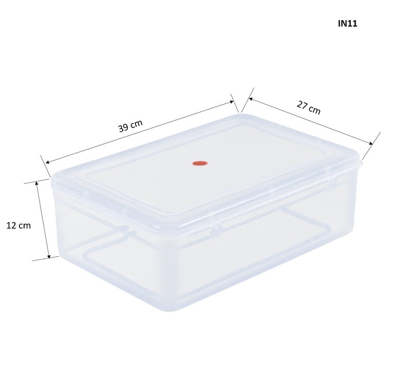 SHOPATHON INDIA IN11 Clear Plastic Storage Box Organizer Rectangle Large Size Container With Lid And Lock 1 Pc- 27x39x12 cm - Image 5