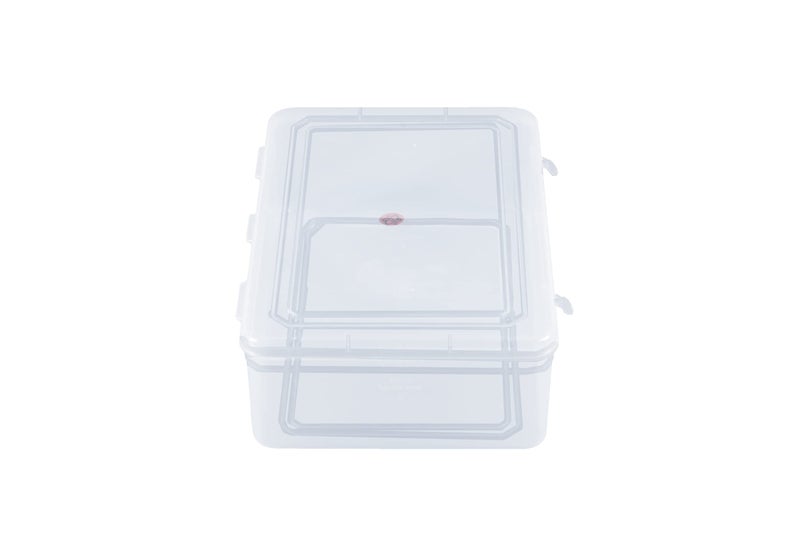SHOPATHON INDIA IN11 Clear Plastic Storage Box Organizer Rectangle Large Size Container With Lid And Lock 1 Pc- 27x39x12 cm - Image 2