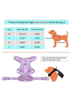 Savile Dog Harness for Small Dogs, Cute Harness Vest with Two Leash Clips and Soft Handle, Reflective Easy Walk Puppy Vest - Light Purple, X-Small  - Image 2