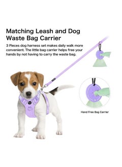 Savile Dog Harness for Small Dogs, Cute Harness Vest with Two Leash Clips and Soft Handle, Reflective Easy Walk Puppy Vest - Light Purple, X-Small  - Image 4