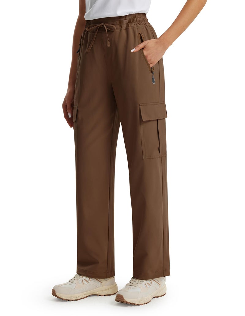 Libin Womens Cargo Hiking Pants 27 Summer Lightweight Casual Work Pants Athletic Workout Track Active Joggers Quick Dry Travel Safari Outdoor Trousers Dark Brown S