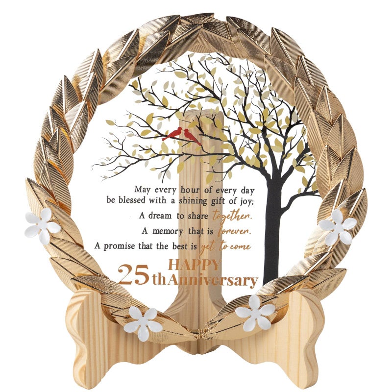 25th Anniversary Wedding Gifts Crystal Plate with Gold Leaf Wreath  25 Years Anniversary Wedding Unique Gifts Ideas for Parents Couple  Cardinal Style
