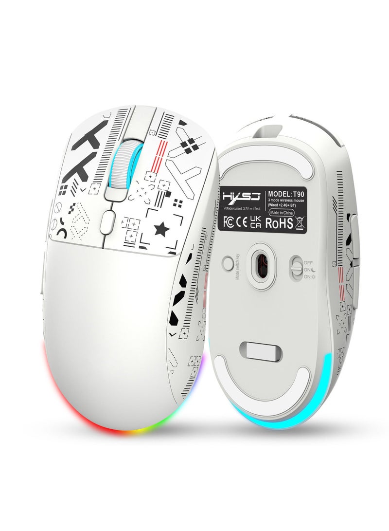 السلكية / 2.4g / bluetooth اكس ماوس لاسلكي RGB 650mAh مضيئة لعبة ماوس لاسلكي ، ويمكن استخدامها كهدية للرجال والنساء على حد سواء - Image 2