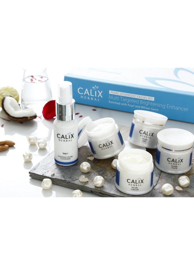 Calix Herbal Organic Pearl Ayurvedic Facial Kit For Whitening/Lightening/Brightening Skin Removes Dead Skin Natural Face Glowing Solution/Instant Care For Men & Women All Skin Type Set Of 5 (260 Gm) - Image 3