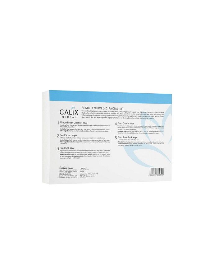 Calix Herbal Organic Pearl Ayurvedic Facial Kit For Whitening/Lightening/Brightening Skin Removes Dead Skin Natural Face Glowing Solution/Instant Care For Men & Women All Skin Type Set Of 5 (260 Gm) - Image 5