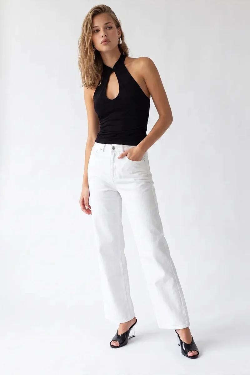 Mixray White MIXRAY Women's Straight-Leg Pants for Women | Best Price UAE