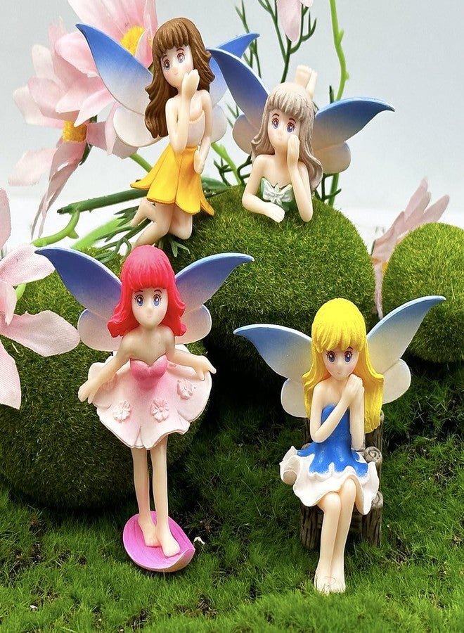 Suartus Miniature Fairy Figurines - 4Pcs Small Flower Fairies Ornaments Resin Mini Fairy Figurines Tiny Elf for DIY Fairy Garden Flower Pot Bonsai Micro Landscapes Craft Decoration Accessories - Image 1