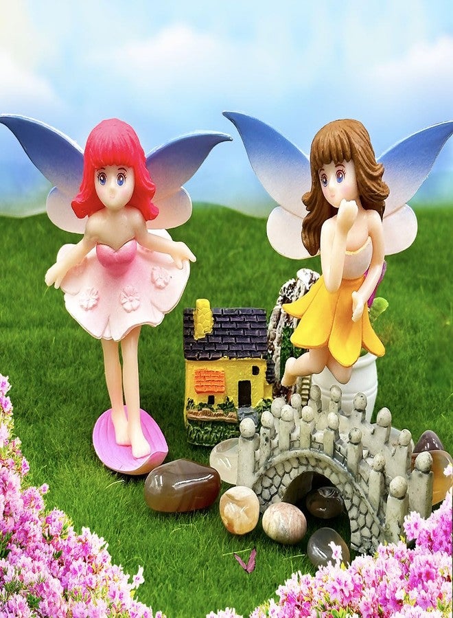 Suartus Miniature Fairy Figurines - 4Pcs Small Flower Fairies Ornaments Resin Mini Fairy Figurines Tiny Elf for DIY Fairy Garden Flower Pot Bonsai Micro Landscapes Craft Decoration Accessories - Image 2