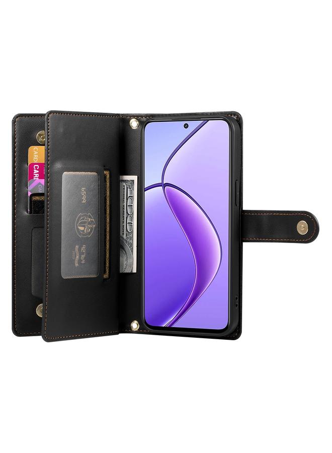 اس-توب جراب لهاتف Realme 12 5G مع محفظة جلدية وسحاب وفتحات للبطاقات - Image 3