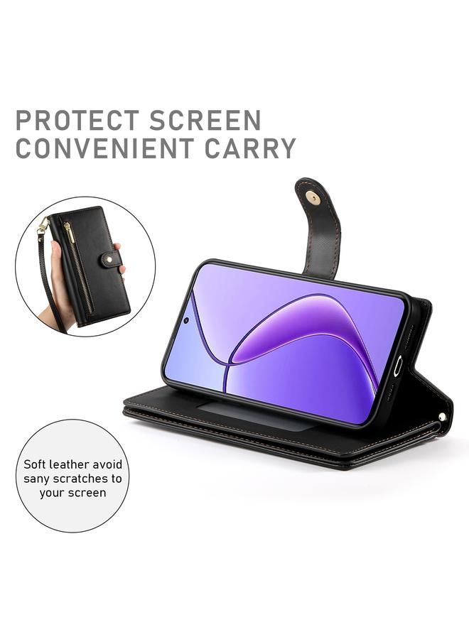 اس-توب جراب لهاتف Realme 12 5G مع محفظة جلدية وسحاب وفتحات للبطاقات - Image 4