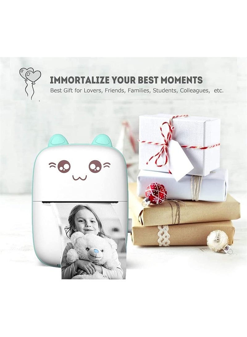 Kimaya Portable Mini Pocket Printer BT Thermal Printer with Thermal Printing Paper USB Cable for Note Photo Web Document Printing, Blue - Image 2